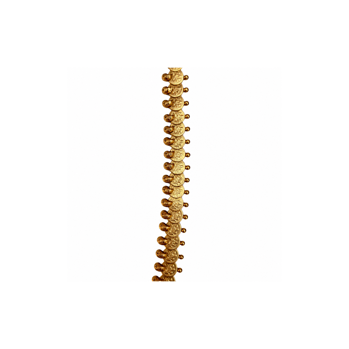 Antique gold-tone coin-link necklace chain detail